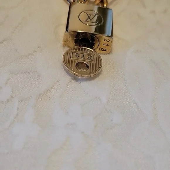 Louis Vuitton Vintage #219 Lock and Key on Unbranded Gold Necklace.
